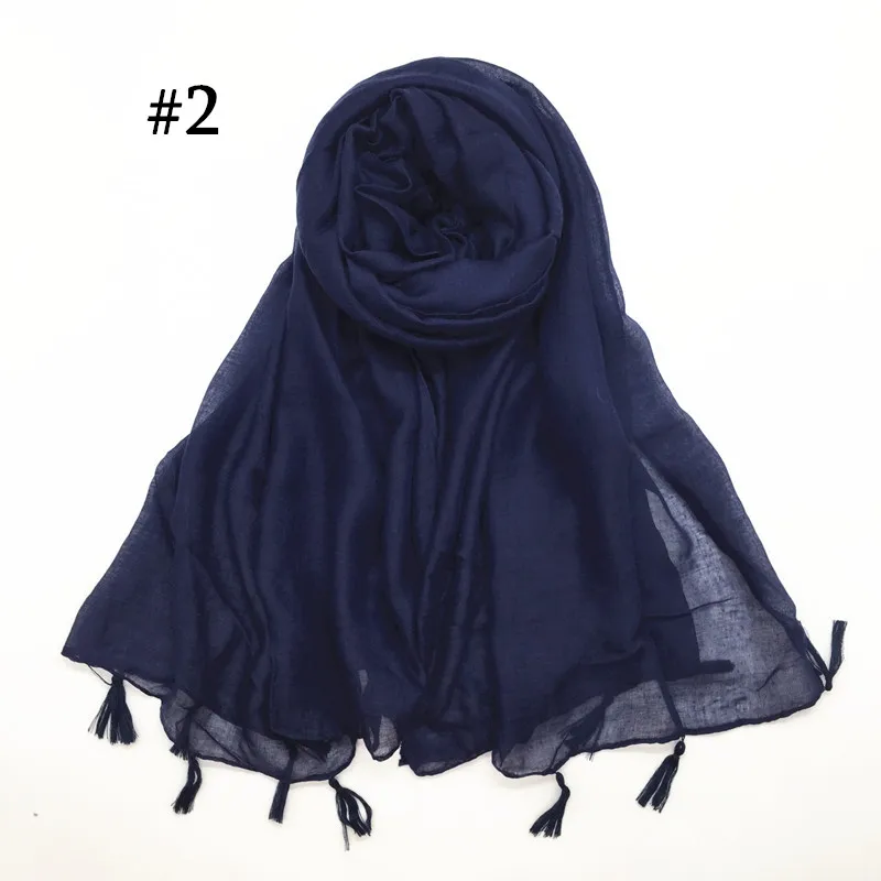 31 цвет женский хиджаб с бахромой шаль Простой макси-шарф модный кулон шали шарфы Леди Мусульманский шарф хиджаб мягкий платок