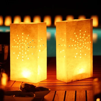 

100pcs Cut Out Dots Design Candle Tealight Bags Paper Light Luminary Lantern Wedding Garden Party BBQ Decorations