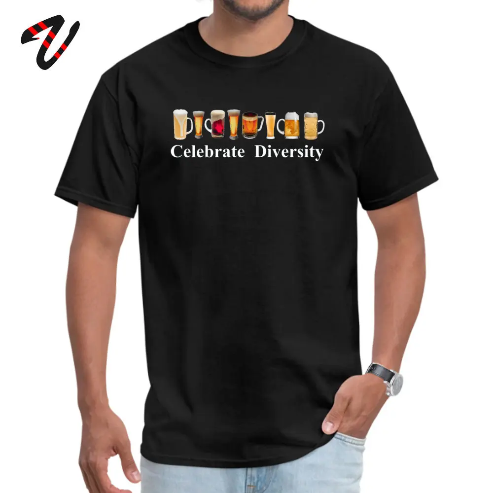 Crew Neck Celebrate Diversity Beer Logo 100% Cotton Male T-Shirt Casual Short Sleeve Tops Shirt Rife Custom T-Shirt Celebrate Diversity- Beer Logo -10962 black
