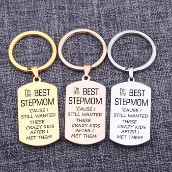 

Key Holder Accessories Party Favors Gift Metal New Style Keychain Dog Tag Piece Keytag Chaveiros Best Stepmom Gift Porte Clef