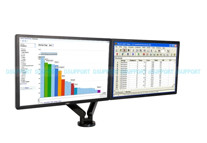 Q5D газовая пружина Настольный 10-27 дюймов двойной монитор держатель Кронштейн Дисплей Стенд с 2 USB порт загрузки 2-9 кг каждая головка