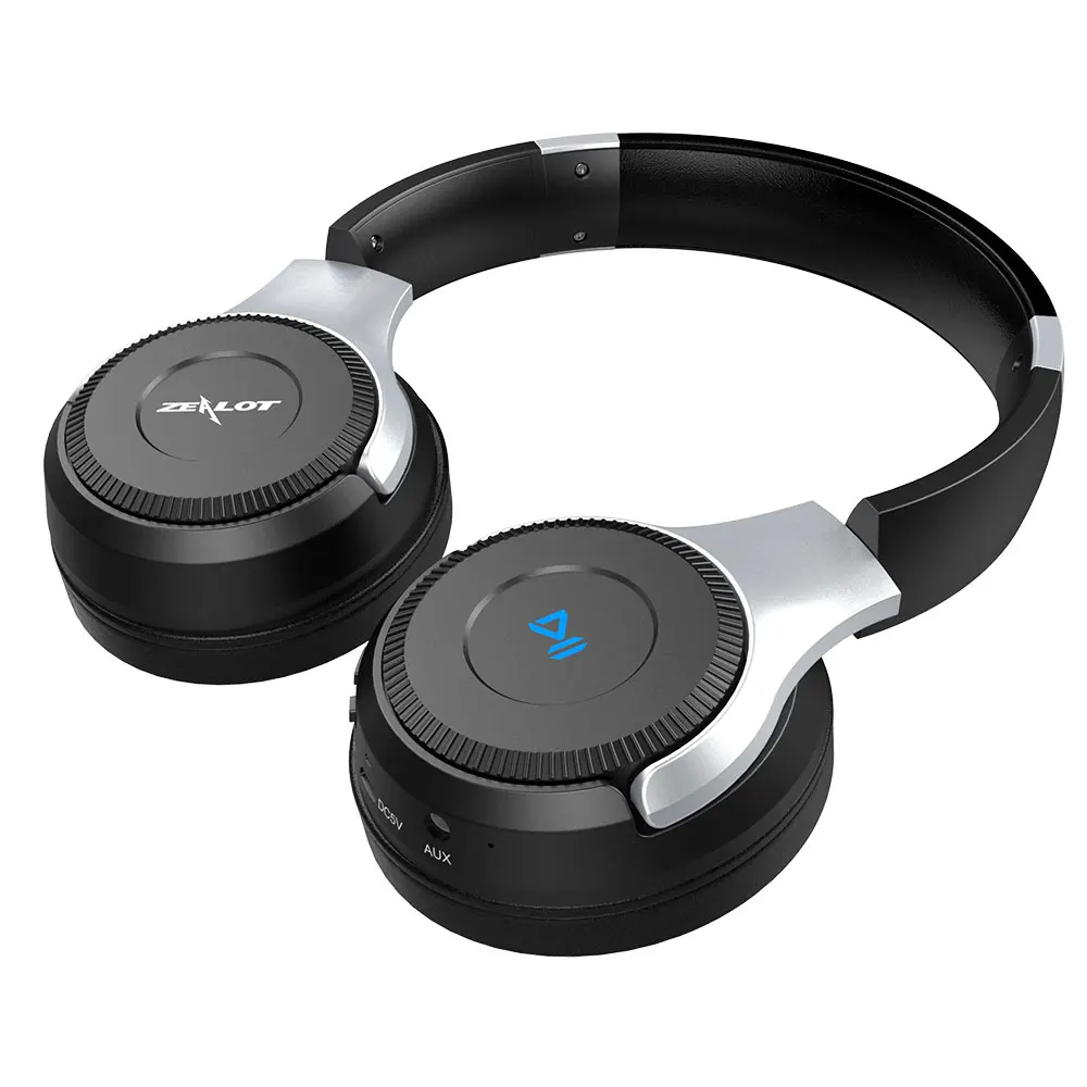 ZEALOT B26T беспроводные наушники стерео Hifi наушники Bluetooth складная гарнитура с микрофоном TF слот для карт сенсорное управление громкостью - Цвет: Black Silver