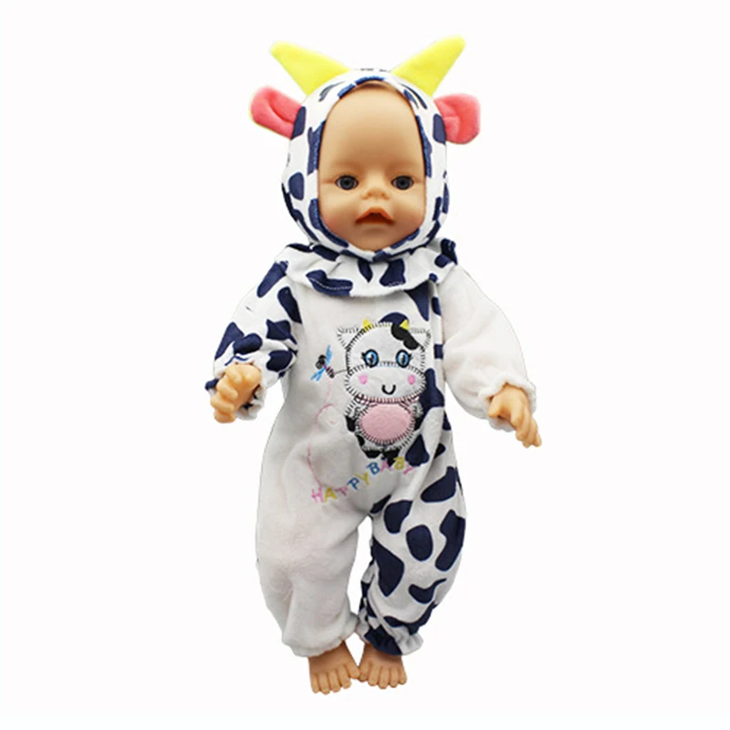 

Cute Cow Halloween Doll Clothes for 43cm Dolls Hoodie Barbies Black Dots Gown for Barbies Doll 17 Inch Dolls Clothes Accessories