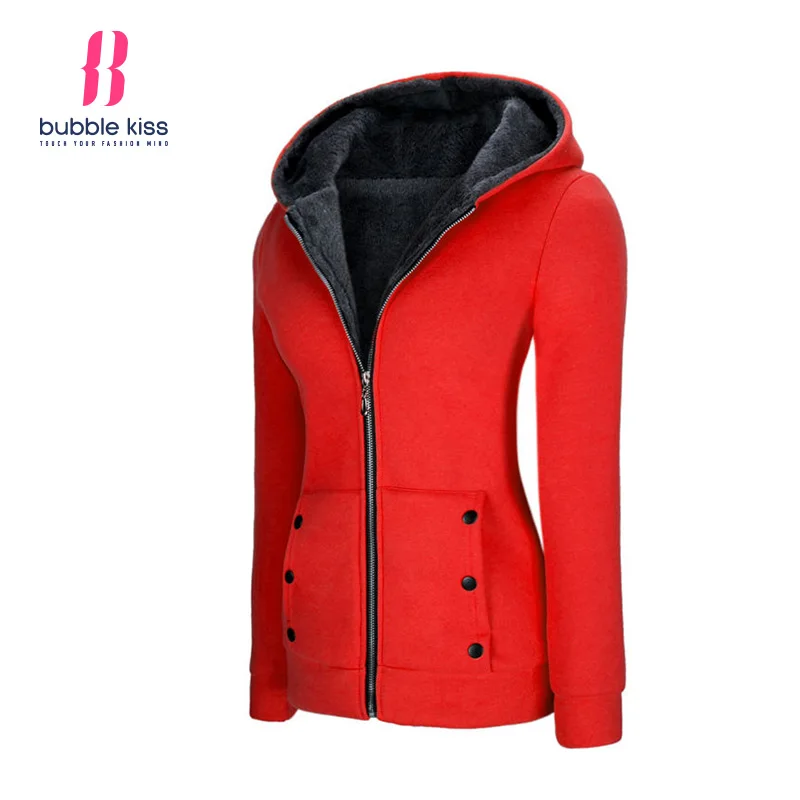Women Long Sleeve Zipper Coat Warm Winter Casual Hooded Sweatshirt Jacket