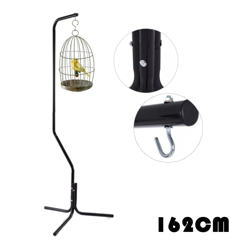 

162cm Bird Cage Hanger Hanging Stand with Black Iron Tube Frame+Hook for Hanging Bird Cage
