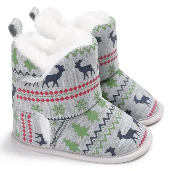 

2018 Fashion Winter Warm Fleece Soft Soled Crib Shoes Christmas Style Girl Toddlers Snow Boots Sneakers S2