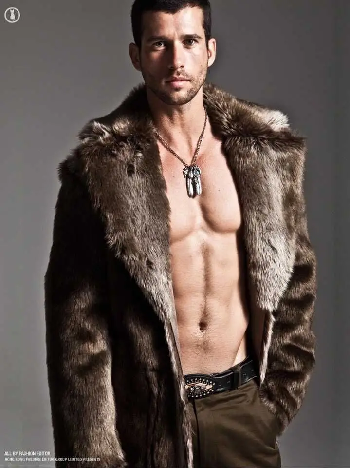 leather blazer men Mens Punk Parka Jackets Long Leather Overcoats Genuine Fur Brand Clothing Men Fur Coat Winter Faux Fur Outwear One Sides Coat real leather jacket mens