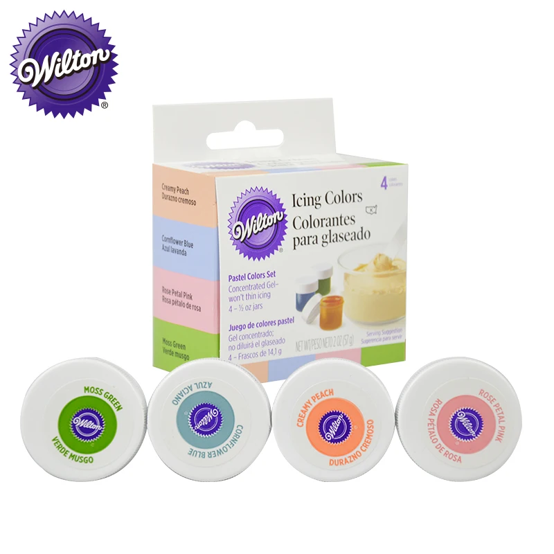 

Wilton Color Food Coloring Set, Concentrated Gel Food Color, for Icing, Fondant and Cake Batter - 4 Piece Icing Color Set