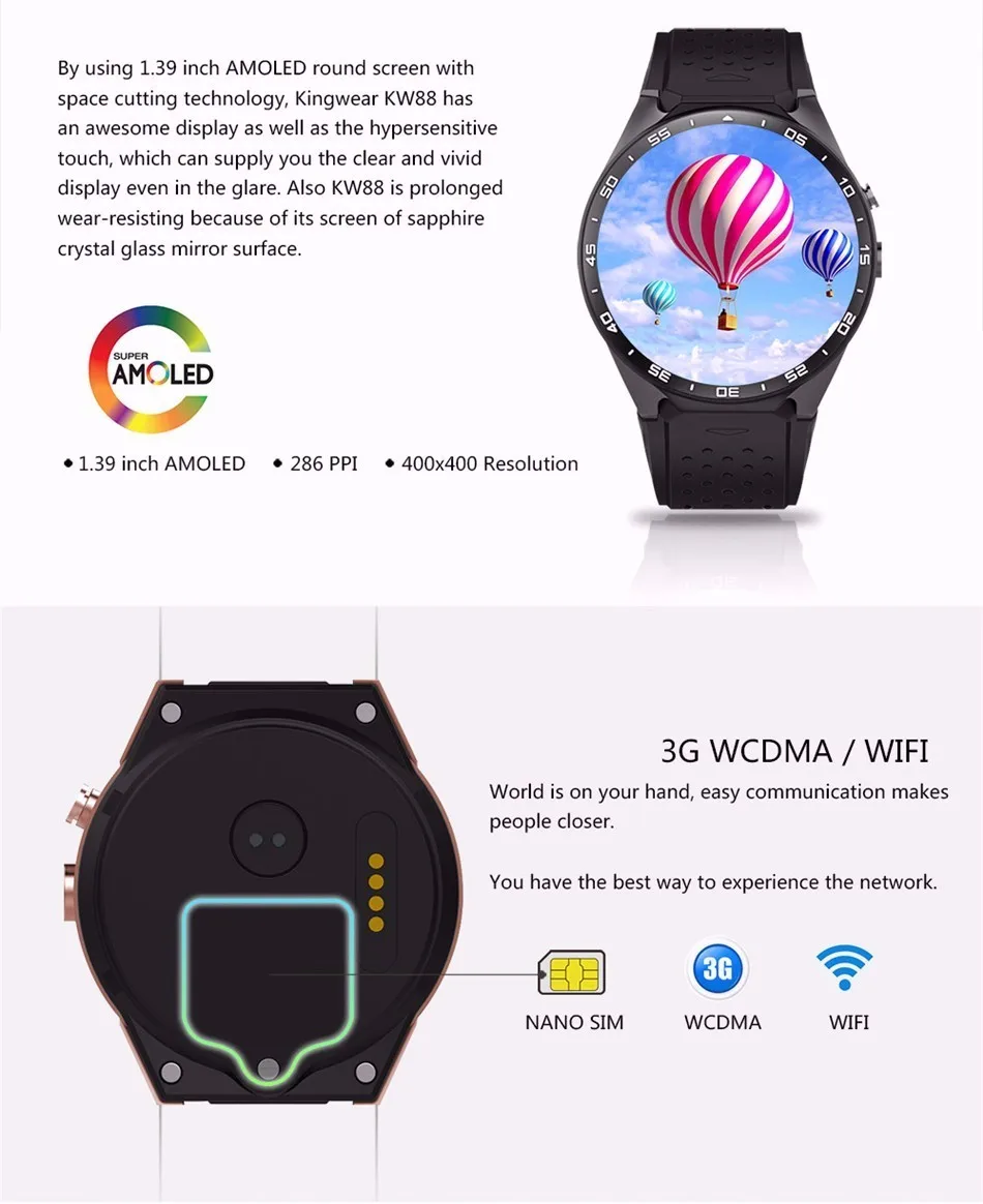 1.39 дюймов 3G круглый Android Smart часы WI-FI SmartWatch GPS трекер сердечного ритма Мониторы Камера сим телефон часы PK D5 d6 X3 X5