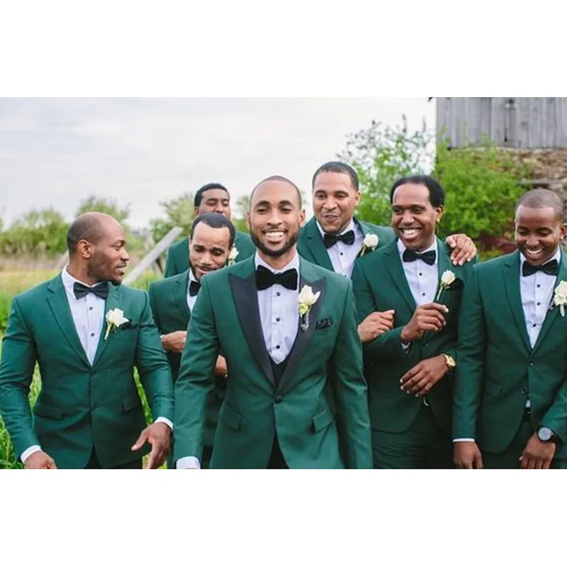536 Custom Made Green Wedding Suits for Men Skinny Groom Suits Best Man Party Blazer Men Tuxedo 3 Piece (Jacket+Vest+Pants) J536