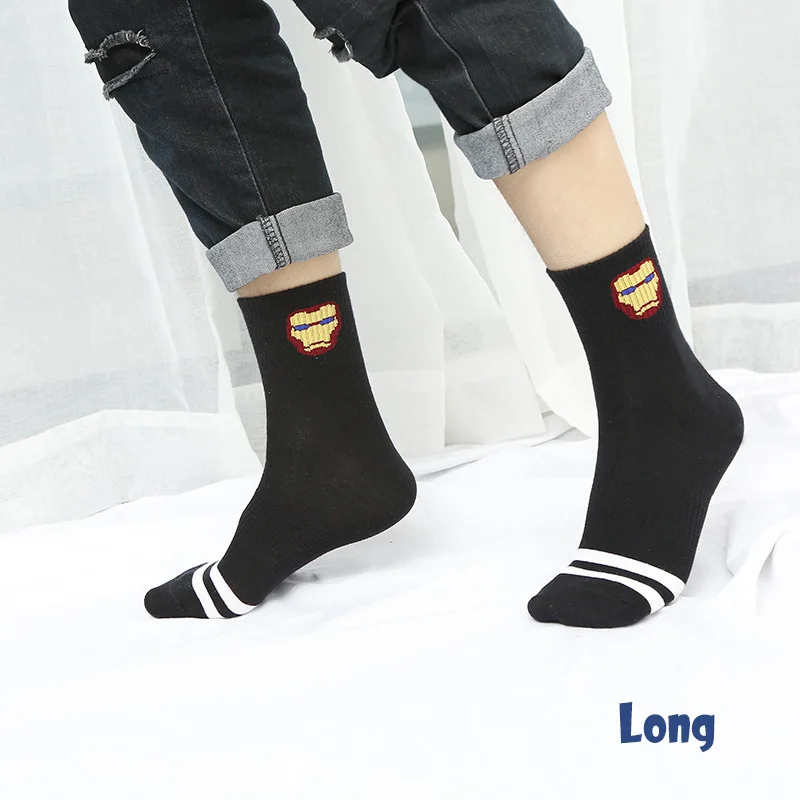 Новые Marvel Comics Heroes общие носки мультфильм Железный человек Капитан Америка высокая температура шить узор повседневные мужские носки - Цвет: 1