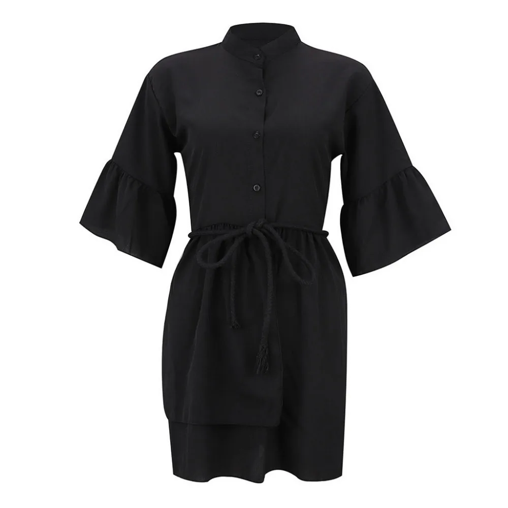 2019 Fashion summer women's casual V-neck sexy beach dress long lace straps solid short-sleeved mini beach dress cover up 40J10 (11)
