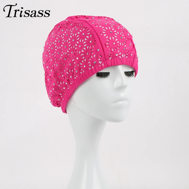 2017 Colorful Swimming Cap Solid Color Mesh Hat Hollow Out funny Caps