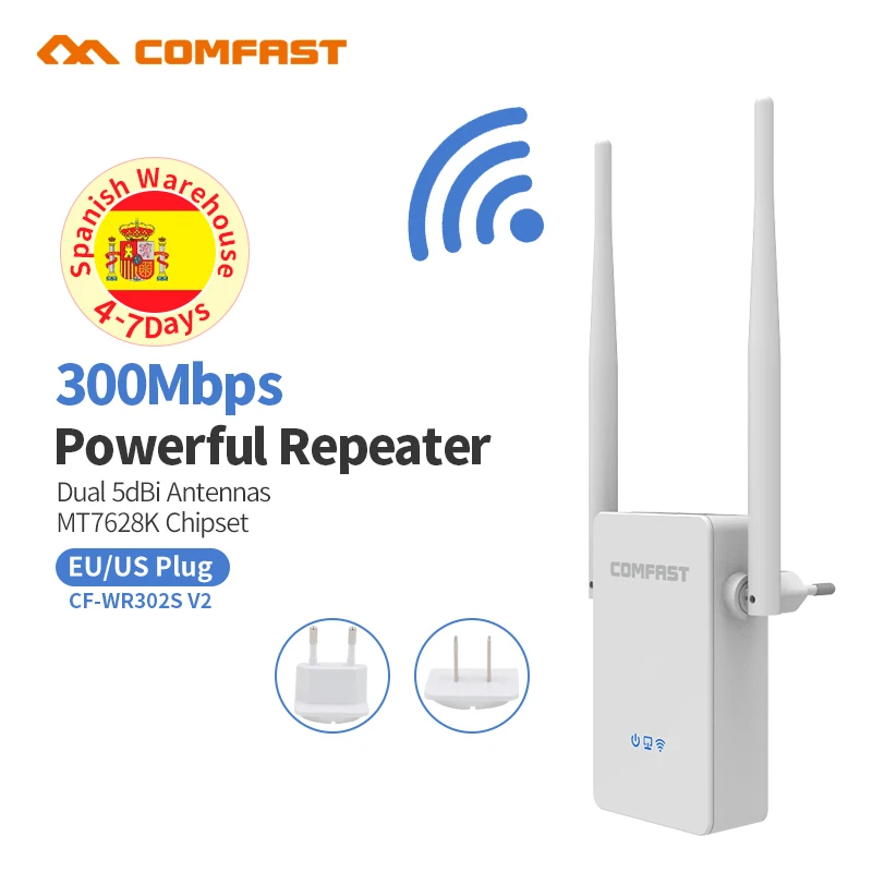 

Comfast CF-WR302SV2 Long Rang 300Mbps Wifi Repeater Roteador 802.11b/g/n Wireless Router 2.4GHz Wi fi Signal Amplifier