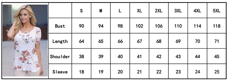 Цветочный принт короткий рукав Для женщин футболки летние Повседневное перекрестом, с v-образным вырезом, большие Размеры Футболки женские свободные 5XL размера плюс футболка
