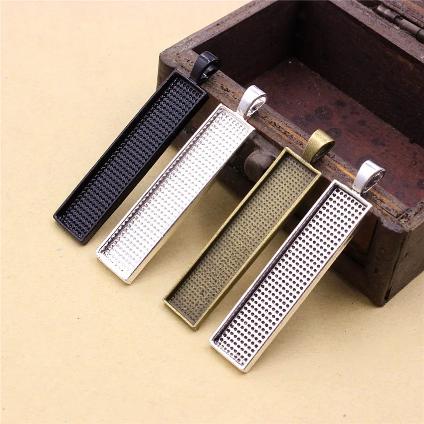 Fit 10x50mm Rectangular cabochons Pendant Tray Cameo/Glass/Cabochon Frame bezel Settings For DIY Making 5pcs/lot (K02943) | Украшения и