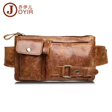 JOYIR Genuine Leather Waist Bag Bumbag Unisex Fashion Belt Bags Male Fanny Pack Small Waist Pack Man Crossbody Shoulder Bag 8135