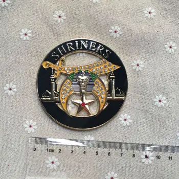 

Hot sell Freemasonry Masonic Car Badge with Rhinestone Auto Emblems SHRINERS MASON Metal Badge craft Masonry Souvenir Emblems