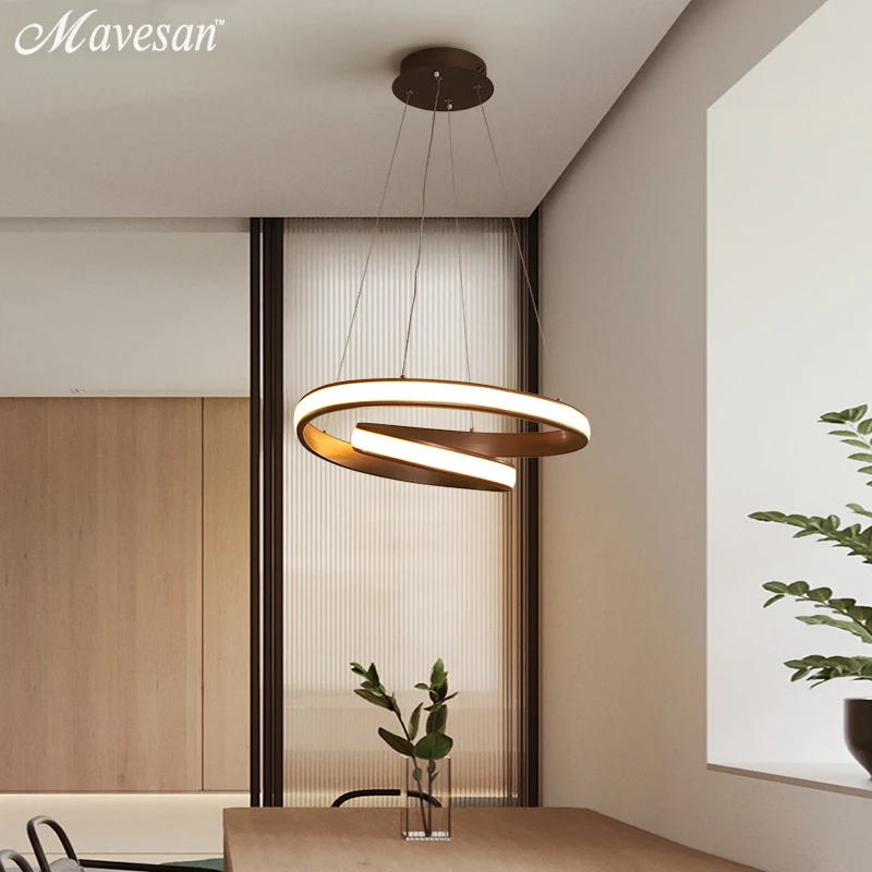 Современный светодиодный подвесной светильник для столовой, гостиной, подвесной светильник, акриловый простой светодиодный подвесной светильник белого и кофейного цвета