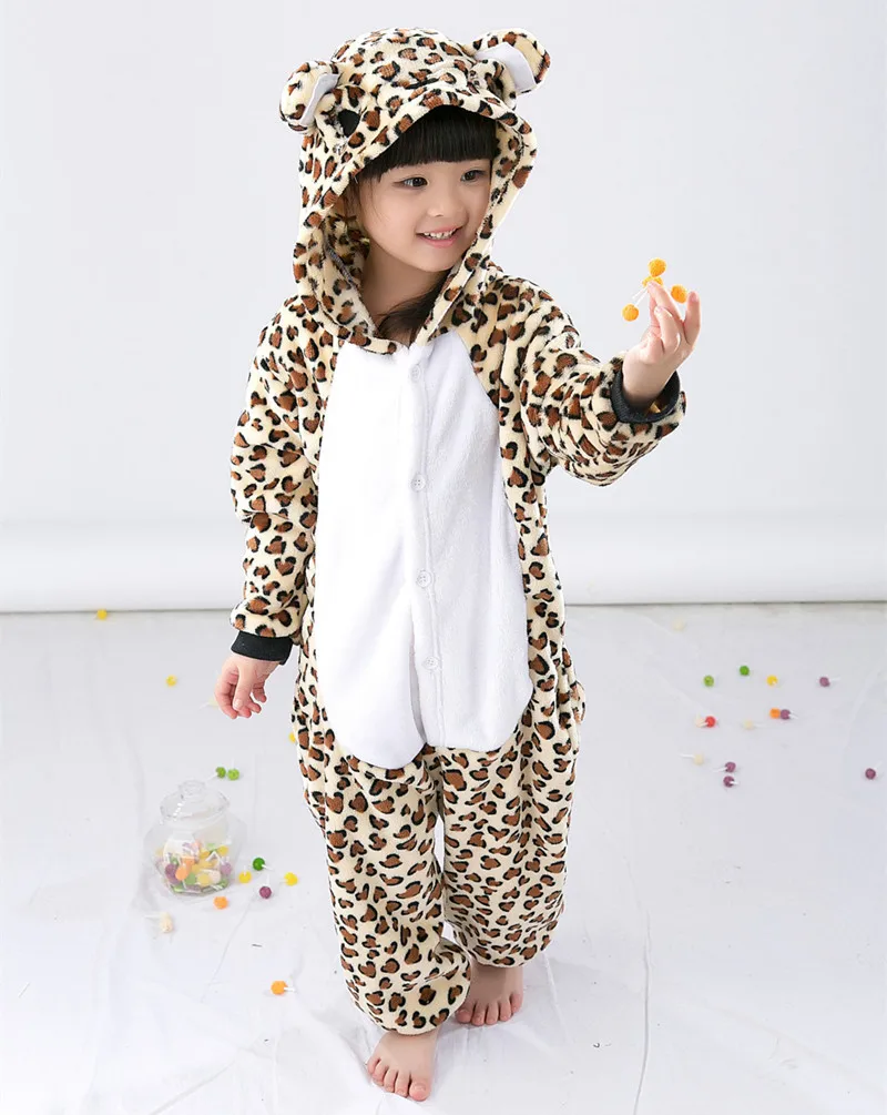 Children Cartoon Kigurumi Leopard Bear Kids Onesies Pajamas Cosplay Costume Clothing For Halloween Carnival New Year Party cosplay costumes children pajamas kigurumi pajamas