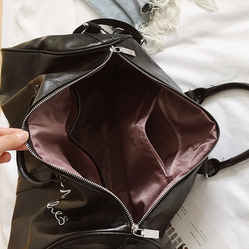 Fashion Pu Leather Luggage Bag Women Men Letters Embroidery Travel Fashion Pu Leather Luggage Bag Women Men Letters Embroidery Travel Duffle Carry On Handbags Female Large Tote Bags Red Xa198wc In From