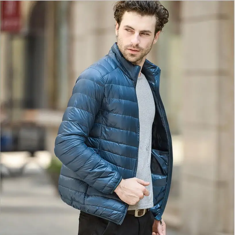2018 Новый Для мужчин зимняя куртка Ultra Light 90% Белые куртки-пуховики Повседневное Портативный зимнее пальто для Для мужчин плюс Размеры вниз