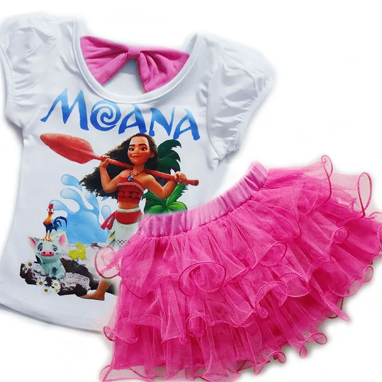 

Vaiana Toddler Baby Girls Dress Sets MOANA Costume Bow T-Shirt+ tutu Layered dress Kids Outfits Children Clothing Vestidos Suits