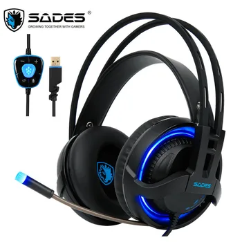 

SADES R2 PC Gamer Game Headset USB 7.1 Gaming Headphones Bass Casque Earphones With Mic Breathing LED Lights for Computer Laptop