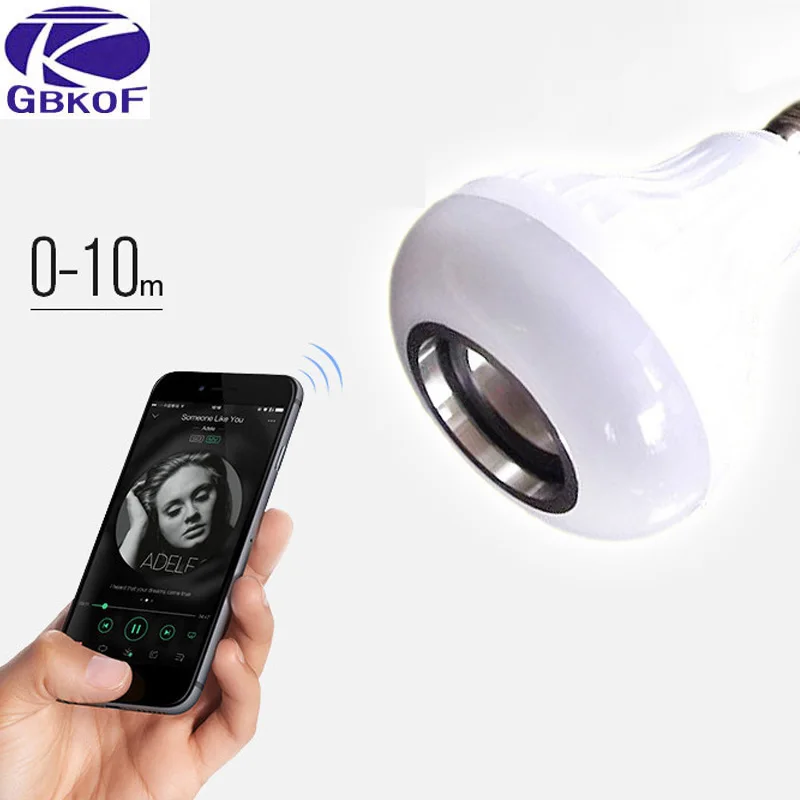 GBKOF Интеллектуальный E27 12 Вт RGB светодиодный светильник Bluetooth умная осветительная лампа красочный Диммируемый динамик лампочка с пультом дистанционного управления
