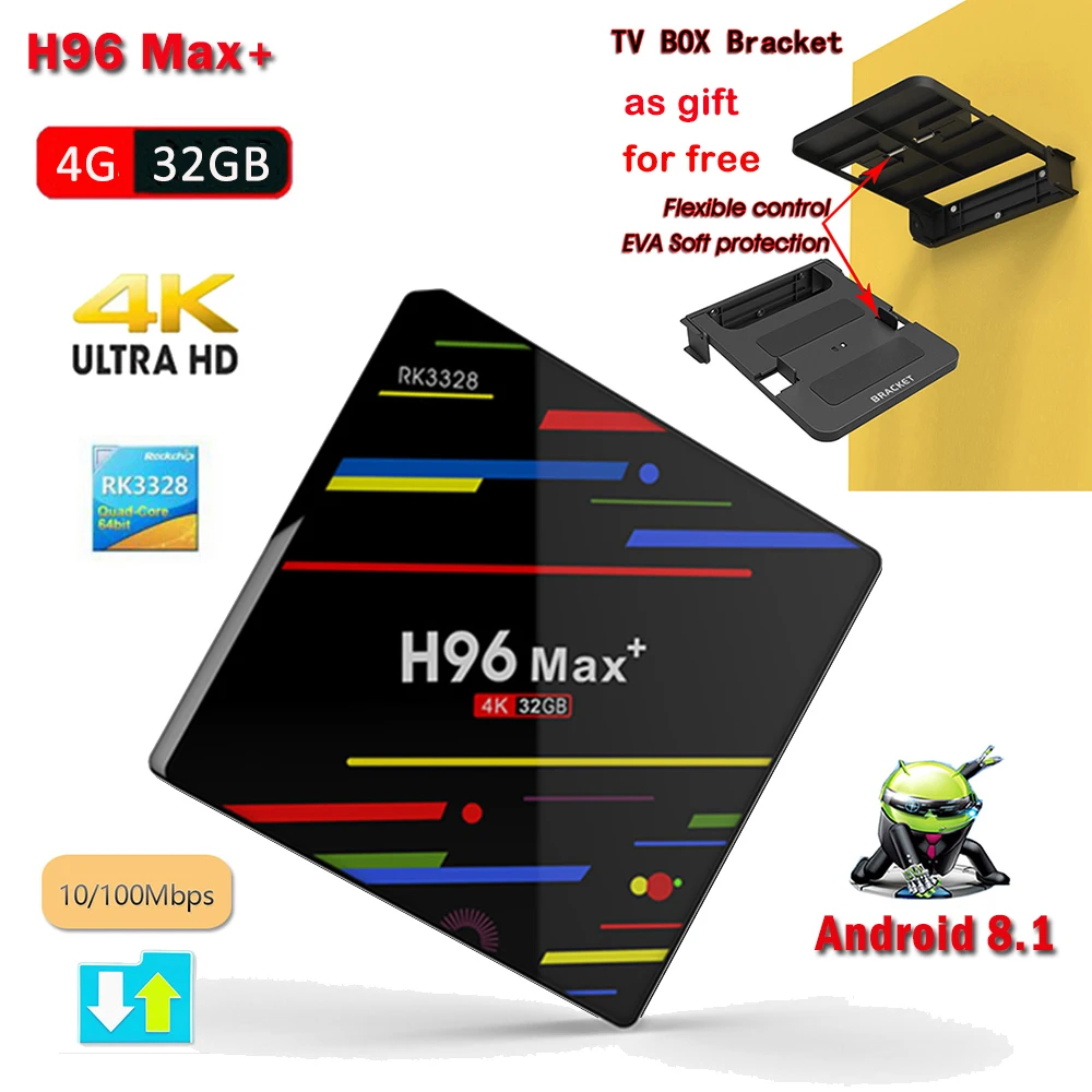 Android 9 0 ТВ приставка H96 MAX + RK3328 четырехъядерный 64 бит 4 ГБ 32 HDR10 4K HD H.265 5G wifi USB 3 Neflix