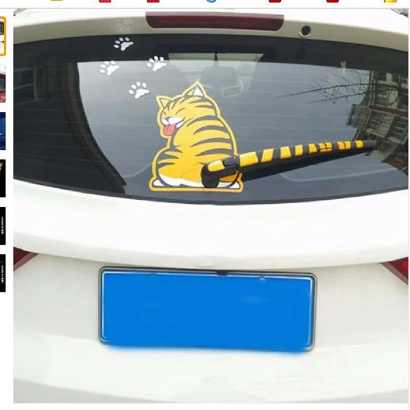 

Funny Creative Cartoon Cat Decoration Moving Tail Stickers Auto Vehicle Window Wiper Decals Car Outside Styling Decoration