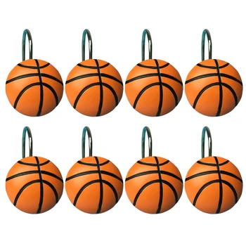 

12pcs Decorative Durable Cute Basketball Shape Creative Bath Curtain Shower Curtain Hangers Hooks for Shower Room Bathroom
