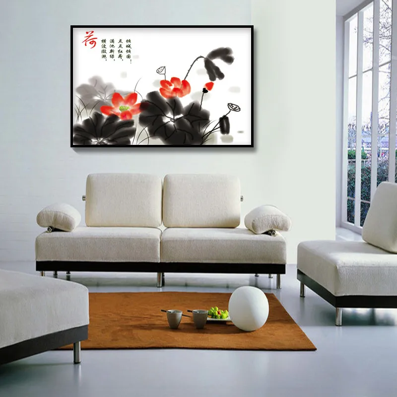 

DIY 2017 Crafts Diamond Embroidery Lotus scenery Diamonds Paintings Great Chinese Diamond Painting Wall for Decoration