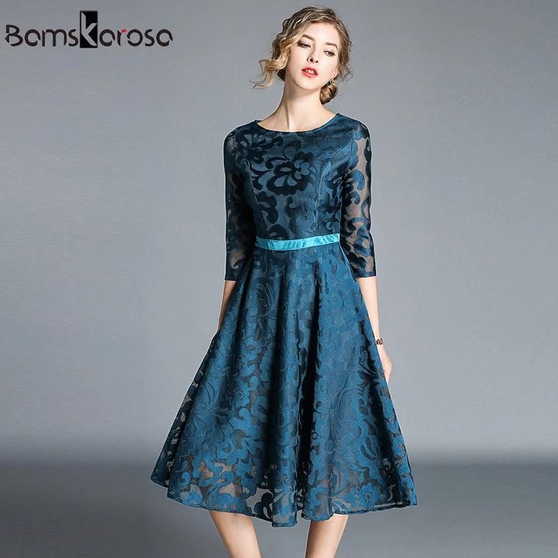 Vestido 2019 осень мода выдалбливают тонкий кружевное платье элегантный elbise Винтаж