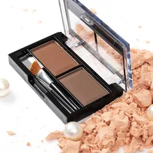2 цвета, порошковый уплотнитель для бровей, Набор теней для бровей, водонепроницаемый трафарет для бровей, натуральная палитра цветов, инструмент для макияжа с кистью