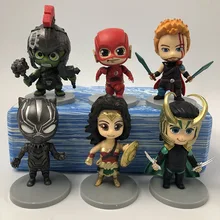 6 pieces/set The avengers Wonder Woman The Flash Hulk Rocky Panther Action Figures Model Toy Super Hero Gift For Children new dc wonder woman super hero girl high school model building block brick toy 41232 wonder woman compatible legoes gift kid set