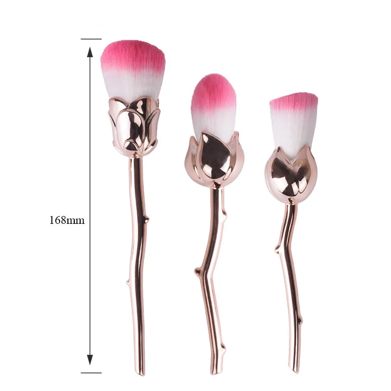 Rose Flower makeup brushes powder foundation face brush pincel maquiagem Gold (3)
