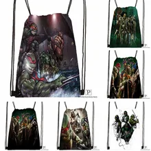 Custom Teenage Mutant Ninja Turtles Drawstring Backpack Bag Cute Daypack Kids Satchel (Black Back) 31x40cm#180531-04-38