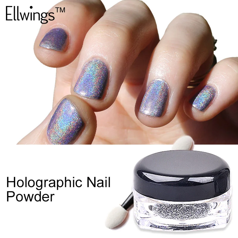 Ellwings 1 г/кор. блеск радужные пигменты пыли ногтя Холо Единорог Порошковая