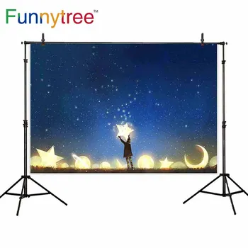 

Funnytree backdrops for photography studio Starry sky stars moon child fariy tale fantasy photography background photobooth