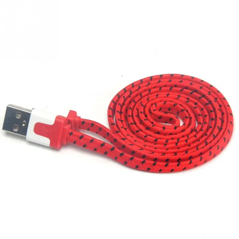 Дата кабель V8 Соединитель 3 фута веревка Micro USB зарядный кабель для синхронизации данных для мобильного телефона плоский провод кабель для зарядки 1 м/2 м/3 метра - Цвет: red