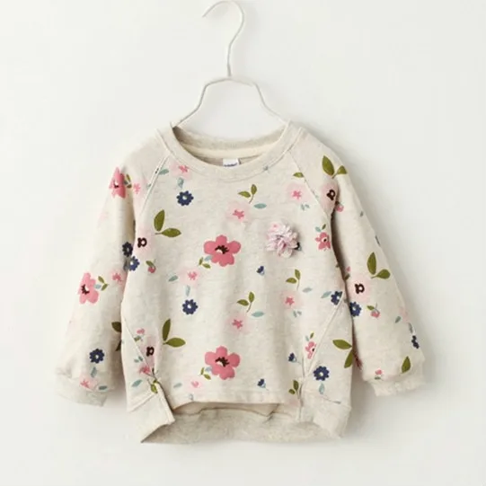 

New Arrive Girls Sweatshirts Collar Fresh Flowers Full Sleeved Toddler Children Clothes Kids T-shirt For Girls