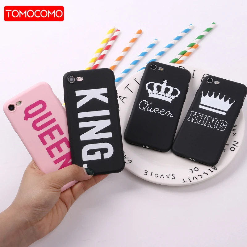 Для iPhone 11 Pro 8 8Plus X 7 7Plus 6 6S 12 пара корона король королева ярко-розовый Мягкий ТПУ