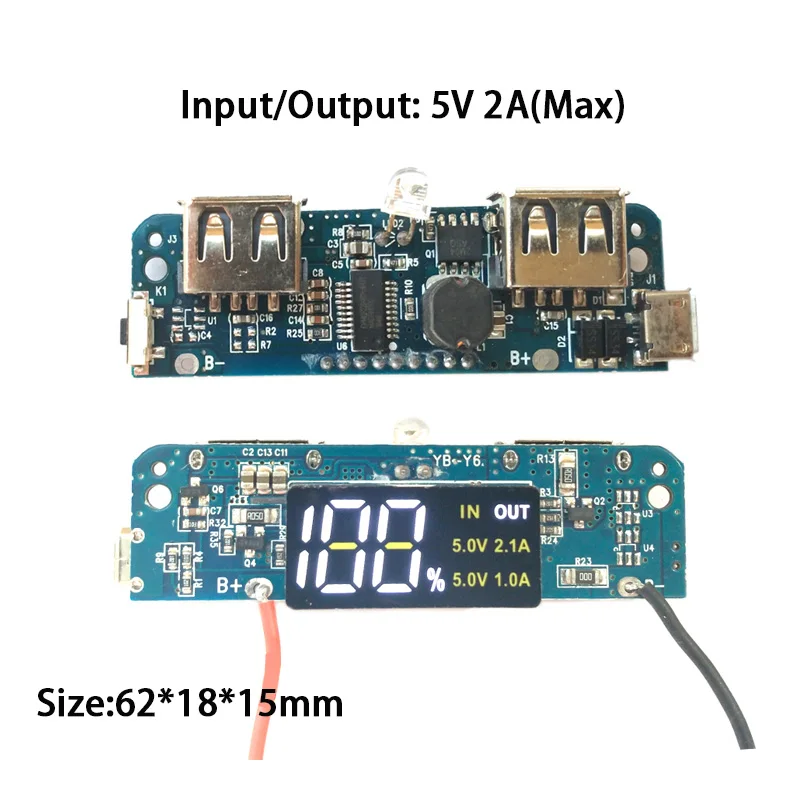 

LCD Digital Display 5V 1A 2.1A Power Bank Charger Module DIY Kits Charging Circuit Board Step Up Boost Power