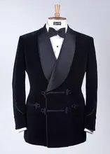 Latest Coat Pant Designs Navy Blue Velvet Suits Shawl Lapel Men Suit Slim Fit 2 Piece Tuxedo Custom Prom Blazer Terno Masuclino