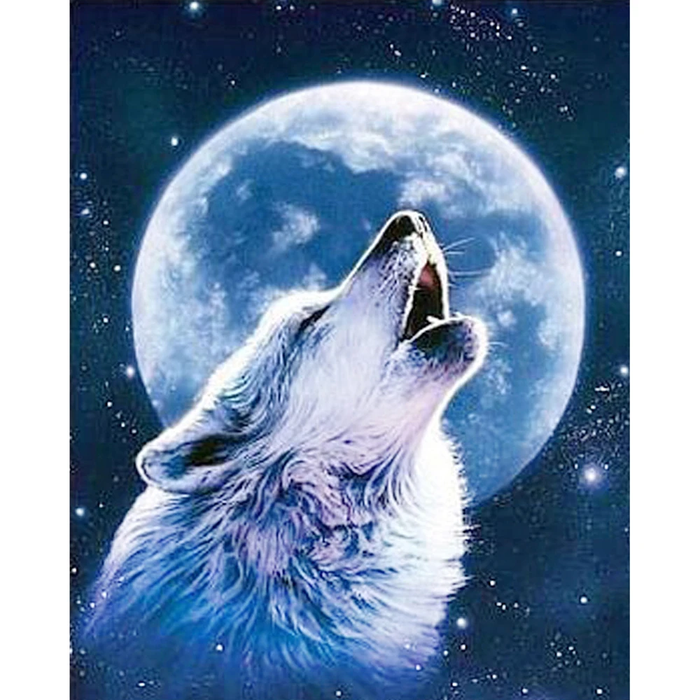 5D Diy Diamond Embroidery Wolf  Wall Arts Full Square Animal Diamond Painting Cross Needlework Stitch Home Decor Mosaic Picture