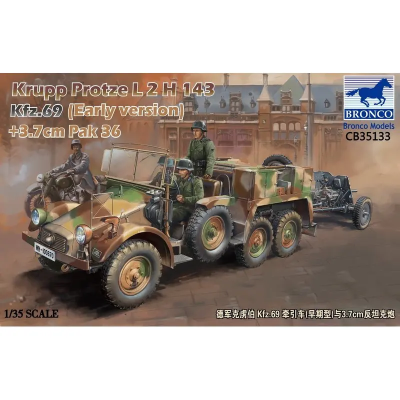 Набор моделей BRONCO CB35133 1/35 Krupp Protze L2H143 KFZ. 69 (ранняя версия) + 3 7 см Pak 36 масштабная