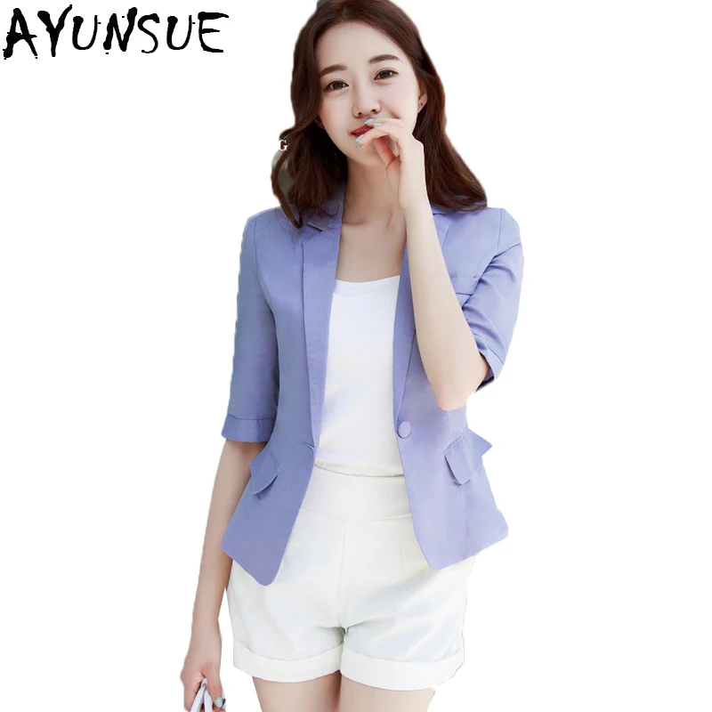 AYUNSUE New 2019 Summer Elegant Slim Fit Blazer Women