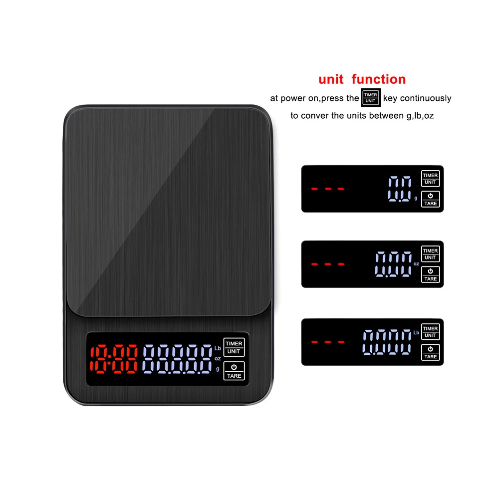 Мини lcd Цифровые Электронные капельные кофейные весы с таймером 3 кг/5 кг/10 кг 0 1 г