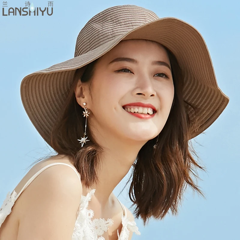 Lunshiyu brand 2018 letter embroidery cap big brim ladies summer straw Lunshiyu brand 2018 letter embroidery cap big brim ladies summer straw